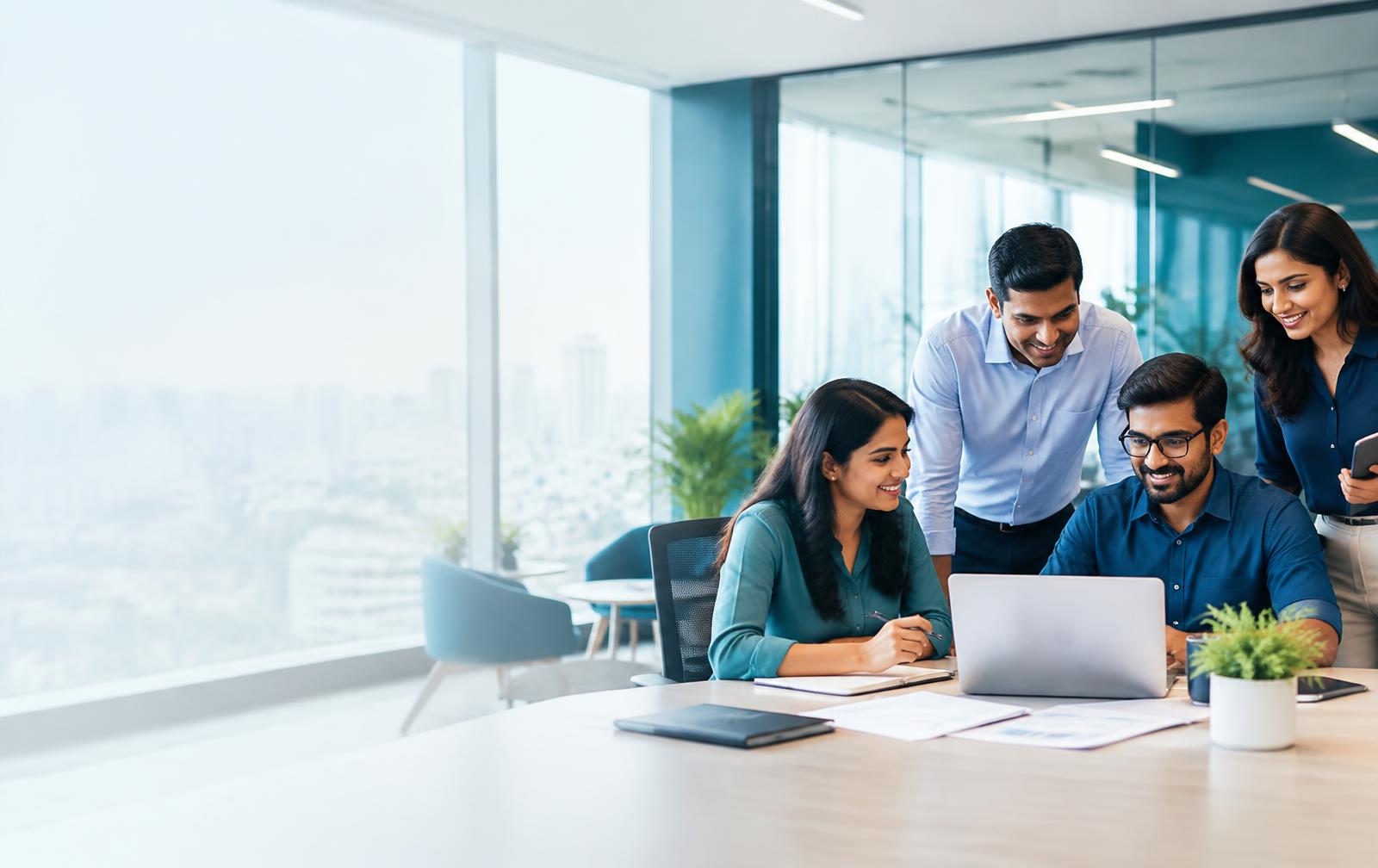 HR professionals collaborating in a modern workplace